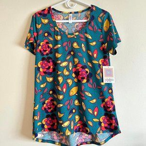 Size Small NWT LuLaRoe Teal Color Floral Pull Over Top